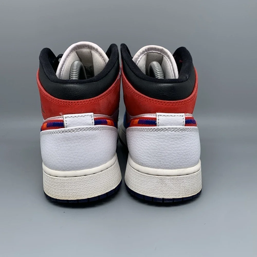 Jordan 1 Mid SE GS Blue Red Basktball Shoes BQ6931-146 Women's Sz 8.5 Men's Sz7Y